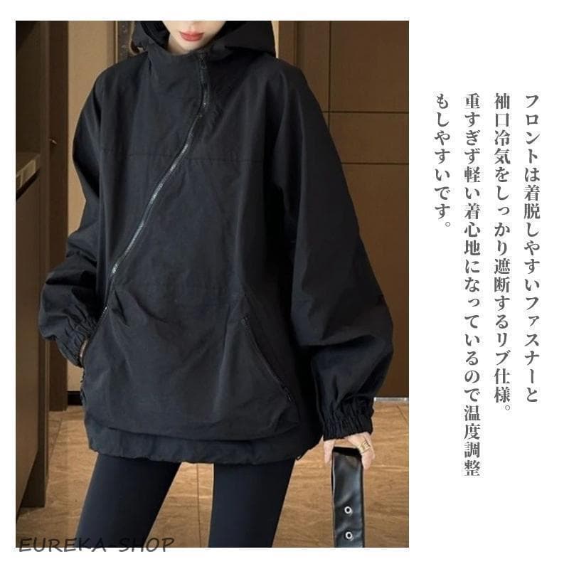 撥水 コート スプリングコート レディース トレンチコート アウター マウンテンパーカー 春 秋 フード付き ゆったり オーバーサイズ 長袖 ブルゾン 大きいサイズ thumbnail 9