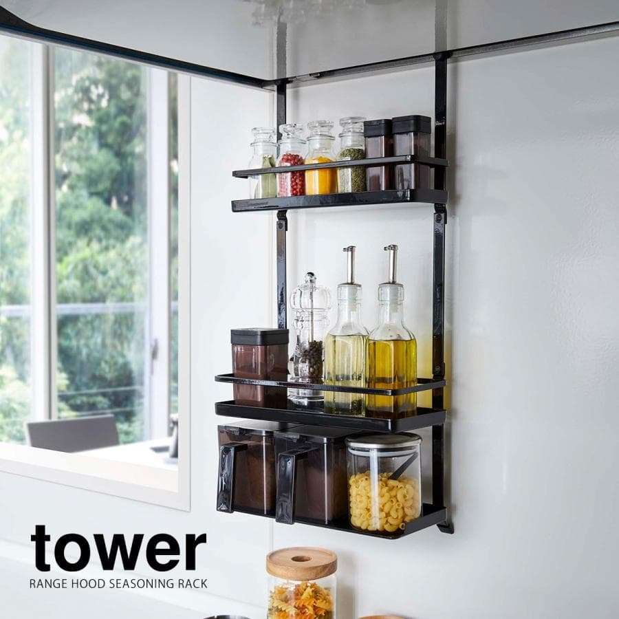 ［ レンジフード調味料ラック 3段 タワー ］山崎実業 tower キッチン収納 レンジフード 調味料ラック キッチン 収納 換気扇 yamazaki 公式 4836 4837 thumbnail 4
