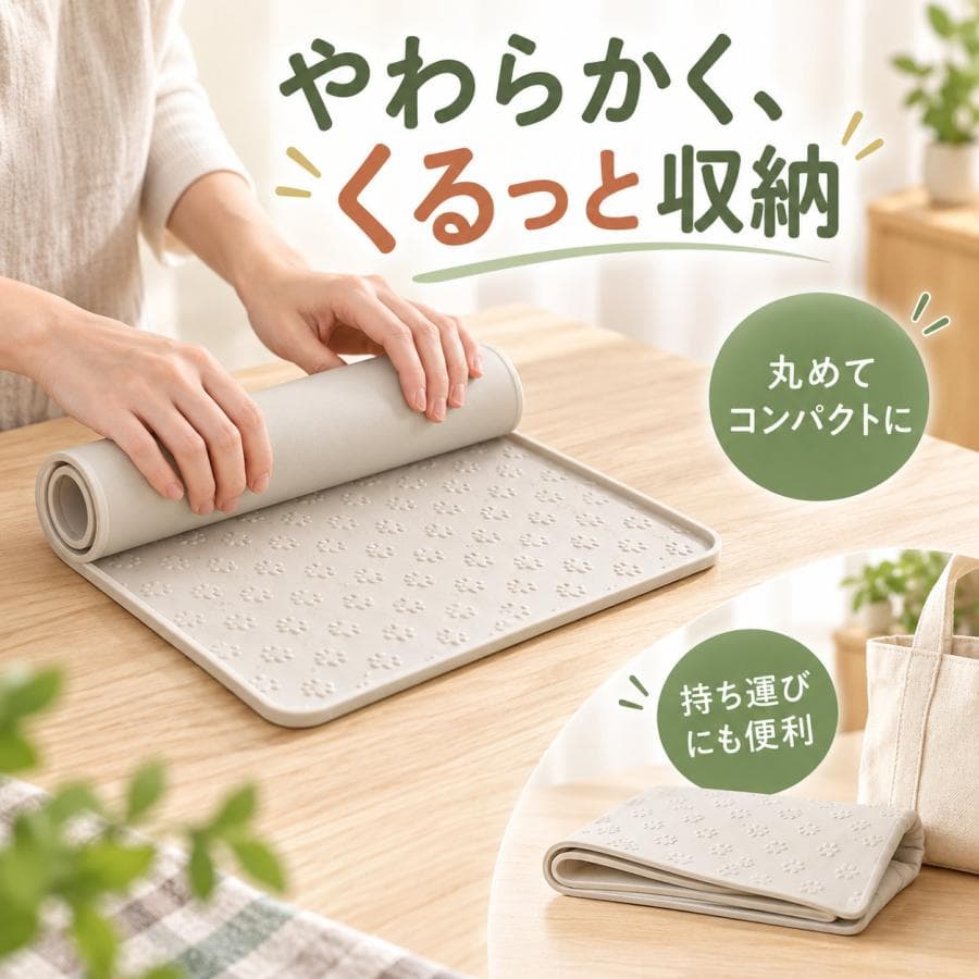 犬 トイレマット シリコン 防水 洗える 滑り止め ペットシーツ 下敷き フチ付き おしっこ はみ出し対策 床保護 ペットマット 食事マット 犬 猫 肉球柄 thumbnail 10