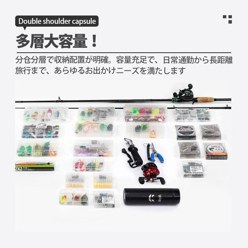 フィッシングバッグ 釣り バッグ 釣り フィッシングリュック 大容量 防水 釣り道具 アウトドア 肩掛け可能 釣具タックル タックルバッグ 多機能 軽量 thumbnail 5