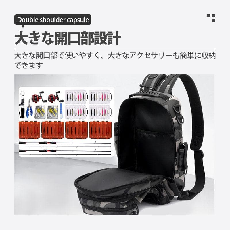 フィッシングバッグ 釣り バッグ 釣り フィッシングリュック 大容量 防水 釣り道具 アウトドア 肩掛け可能 釣具タックル タックルバッグ 多機能 軽量 thumbnail 6