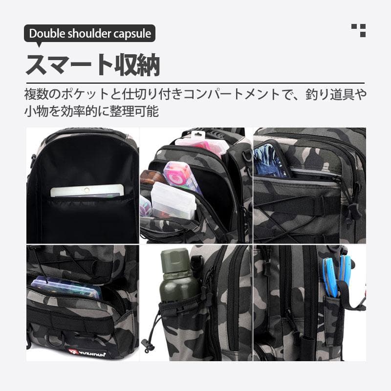 フィッシングバッグ 釣り バッグ 釣り フィッシングリュック 大容量 防水 釣り道具 アウトドア 肩掛け可能 釣具タックル タックルバッグ 多機能 軽量 thumbnail 7