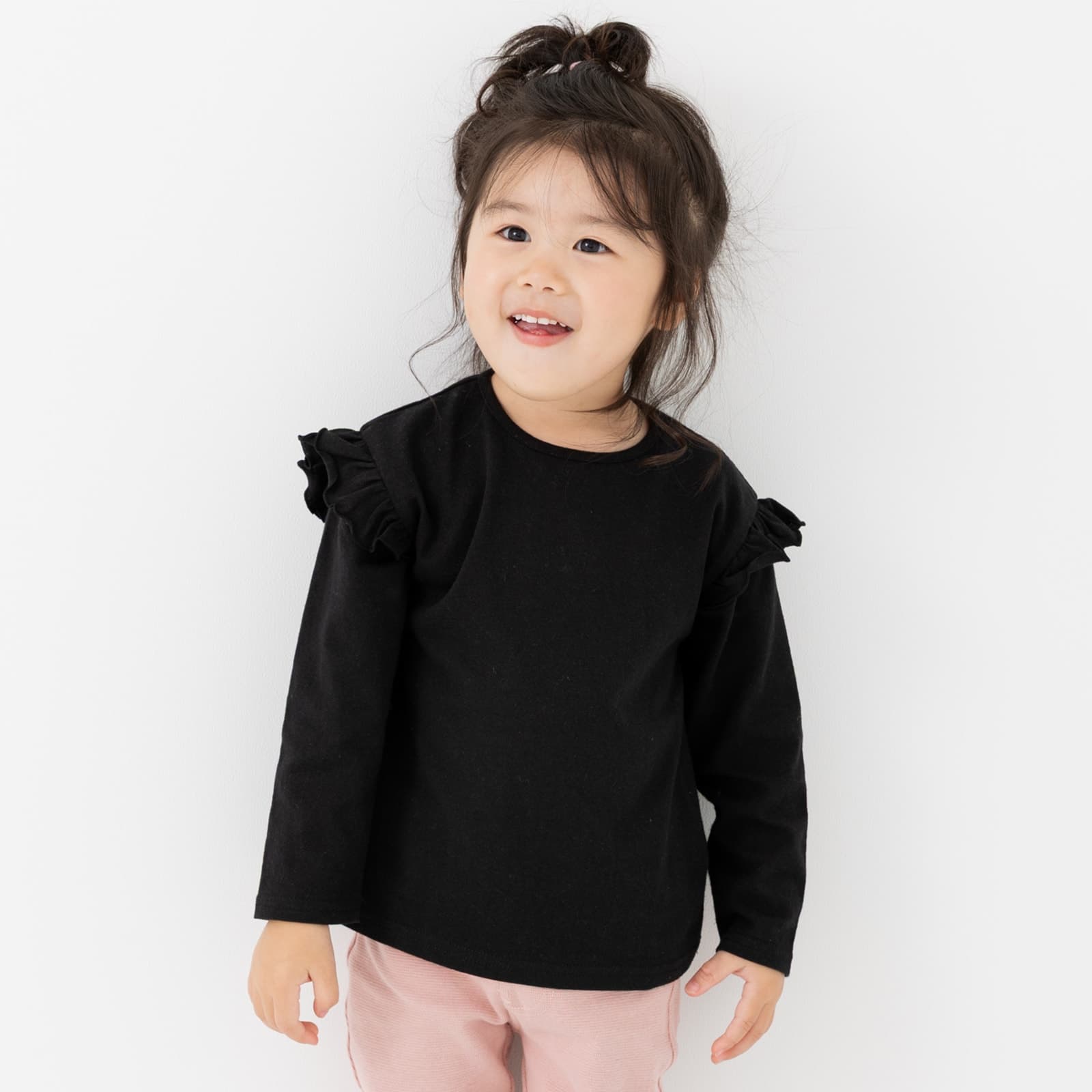 ネコポス送料無料 キッズ 長袖 フリル Tシャツ 無地 ベビー服 子供服 ロンT 綿100％ 女の子 秋 80 90 100 110 120 130 140 150cm [M便 1/1] thumbnail 4