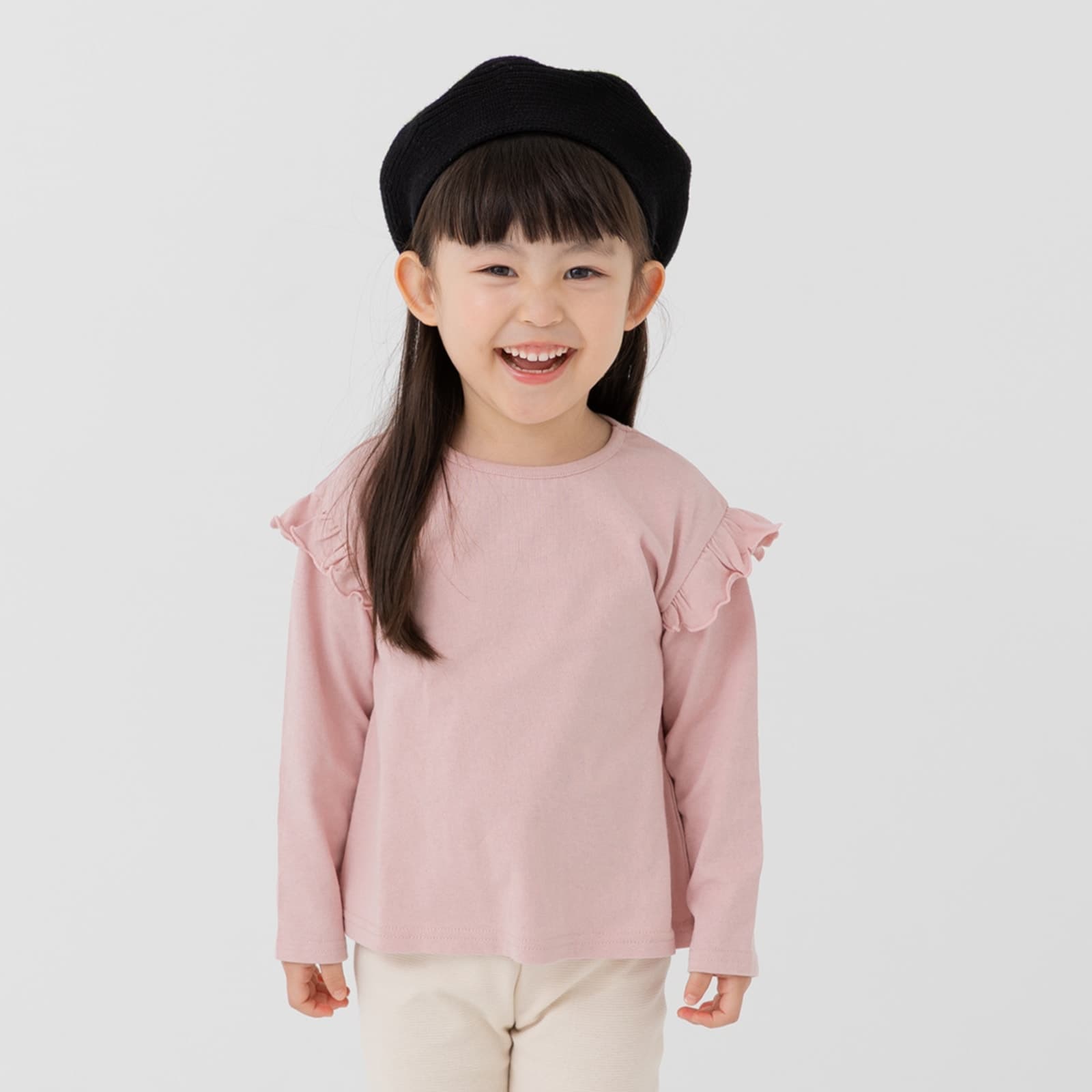 ネコポス送料無料 キッズ 長袖 フリル Tシャツ 無地 ベビー服 子供服 ロンT 綿100％ 女の子 秋 80 90 100 110 120 130 140 150cm [M便 1/1] thumbnail 5