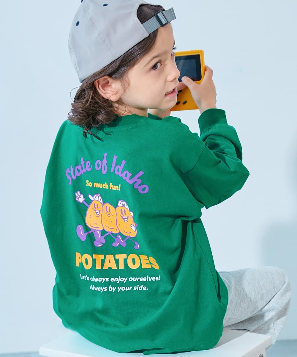 コットン オーバーサイズ プリントT 綿100％ デビラボ BIGシルエット プリント袖リブ 長袖Tシャツ キッズ ベビー服 子供服 男の子 女の子  デビロック devirock thumbnail 4