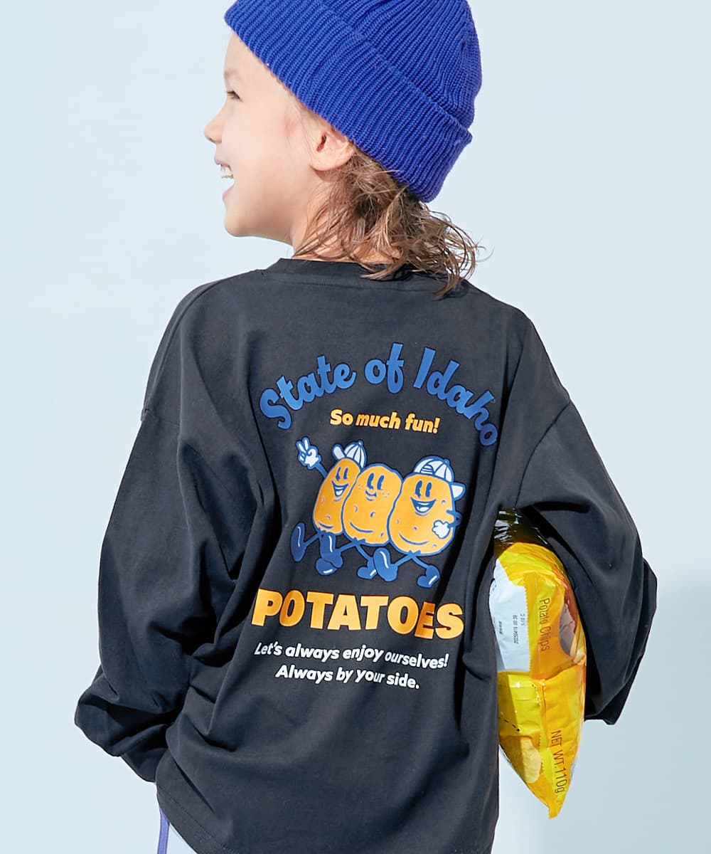 コットン オーバーサイズ プリントT 綿100％ デビラボ BIGシルエット プリント袖リブ 長袖Tシャツ キッズ ベビー服 子供服 男の子 女の子  デビロック devirock thumbnail 5