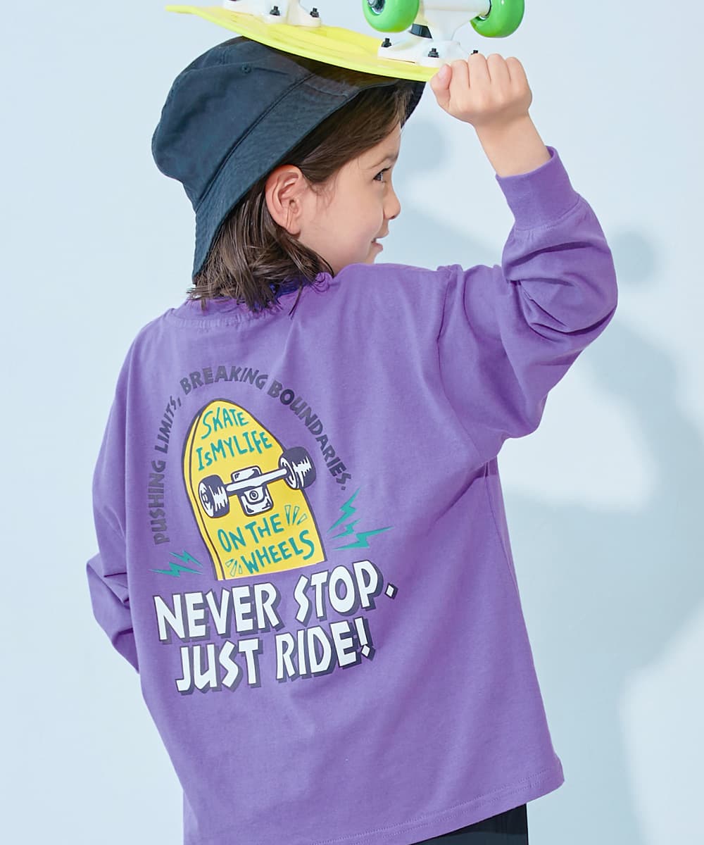 コットン オーバーサイズ プリントT 綿100％ デビラボ BIGシルエット プリント袖リブ 長袖Tシャツ キッズ ベビー服 子供服 男の子 女の子  デビロック devirock thumbnail 6