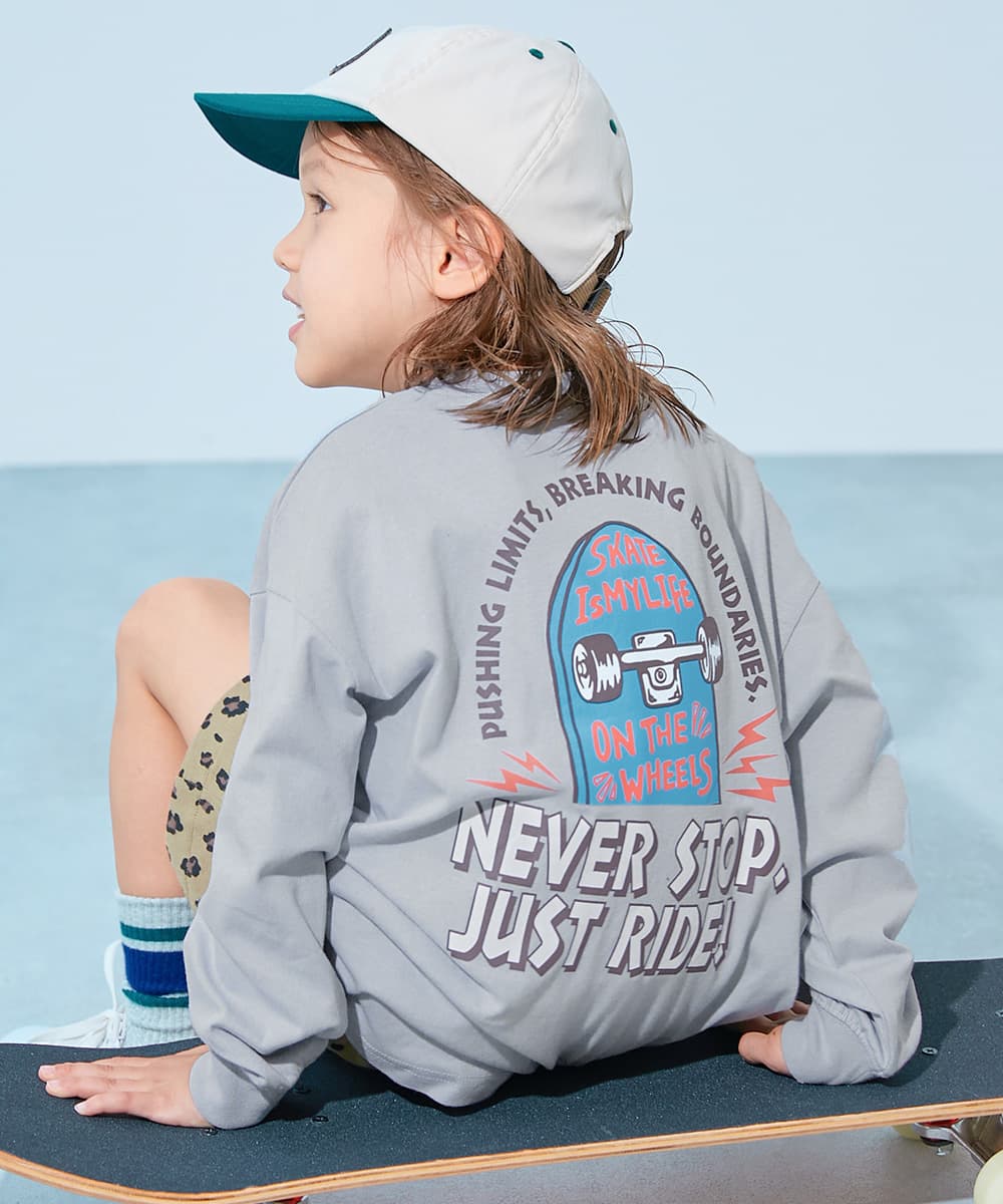 コットン オーバーサイズ プリントT 綿100％ デビラボ BIGシルエット プリント袖リブ 長袖Tシャツ キッズ ベビー服 子供服 男の子 女の子  デビロック devirock thumbnail 7