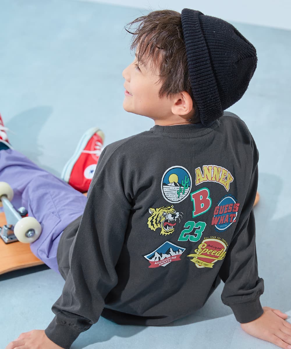 コットン オーバーサイズ プリントT 綿100％ デビラボ BIGシルエット プリント袖リブ 長袖Tシャツ キッズ ベビー服 子供服 男の子 女の子  デビロック devirock thumbnail 10