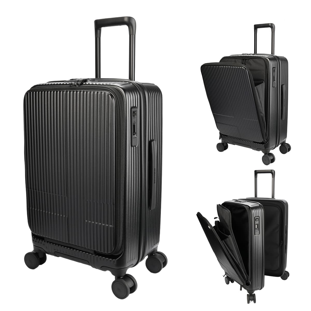 最大50% 10/16限定 29色展開/2年保証 イノベーター スーツケース Mサイズ 55L INV155 フロントオープン ストッパー付き 軽量 中型 黒 ブラック innovator thumbnail 2
