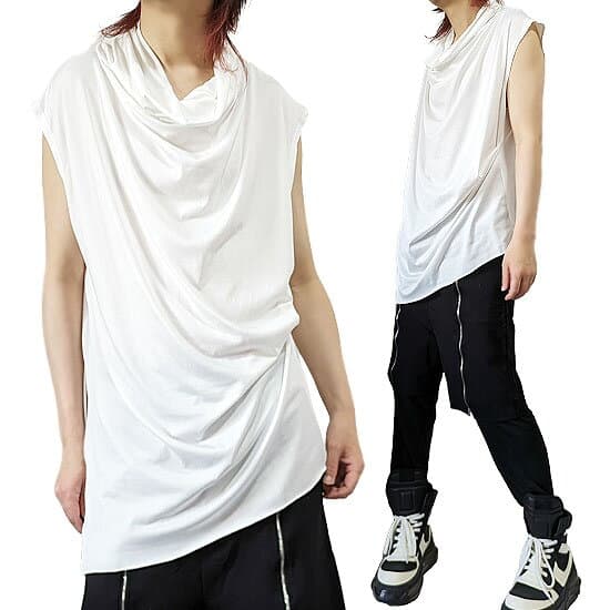ドレープカットソー メンズ ロングタンクトップ メンズ モード系 Tシャツ メンズ V系 Tシャツ メンズ アシメカットソー モード系 メンズ 送料無料 春 夏 新作 個性的 お兄系 Y2K ファッション ヴィジュアル系 ファッション ホスト 衣装 バンド ステージ衣装 alcw thumbnail 2