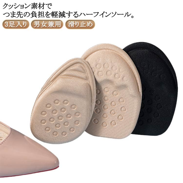 送料無料 インソール つま先 インソール ハーフサイズ 中敷 4足セット 靴 つま先クッション 滑り止め クッション つま先パッド 保護 衝撃吸収 靴ずれ防止 痛み緩和 柔らかい スポンジ 靴ケア フットケア ヒール パンプス ミュール スニーカー カバー 爪先保護