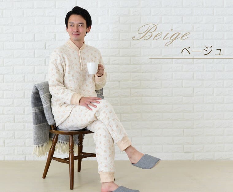 【閉店感謝祭】パジャマ ＼赤ちゃんのおくるみで作りました／ オーガニックコットン メンズ 長袖 かぶり リブ付き ルームウェア ねまき ペア ギフト 部屋着 ルームウエア ルームウェアー 暖かい あったか 冬 綿100% 祖父 還暦祝い thumbnail 3