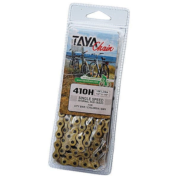 【ピスト】【シングル】【BMX】【キッズサイクル】【一般車】TAYA ゴールドCPチェーン HL-410H 1/2×1/8 厚歯 106L