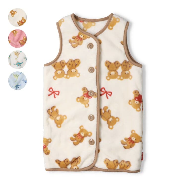 くま・恐竜柄ボアベスト／キッズフォーレ（Kids Foret）