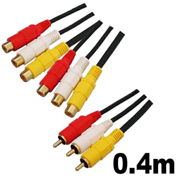 2分配 AVケーブル 0.4m RCAケーブル 2分配 オス メス×2 ビデオケーブル 映像音声 赤白黄 DVD ゲーム機 テレビ接続用 高画質 コネクトケーブル 3Aカンパニー AVC-SPAVC04 【メール便送料無料】