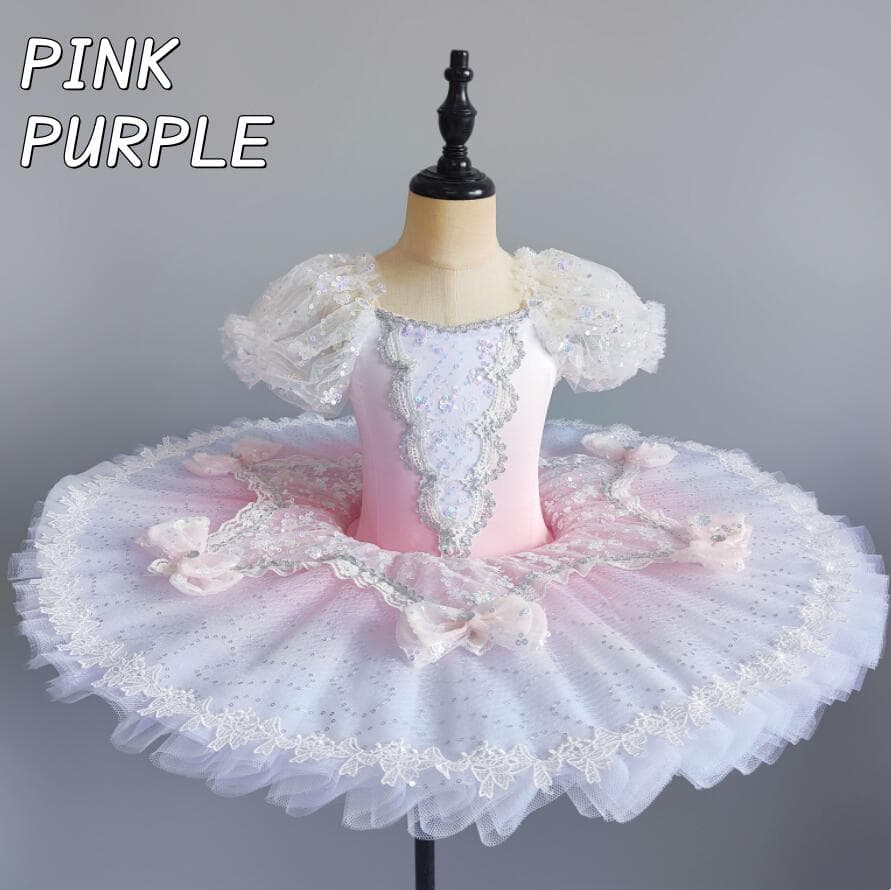 子供 バレエダンス 演出服 ボリューム チュールワンピース 形態安定 チュチュ 半袖 バレエ衣装 腕花付き ゴージャス バレエ 専門服 子供 バレエ ステージ衣装 演出服 可愛いリボン付き ピンク パープル