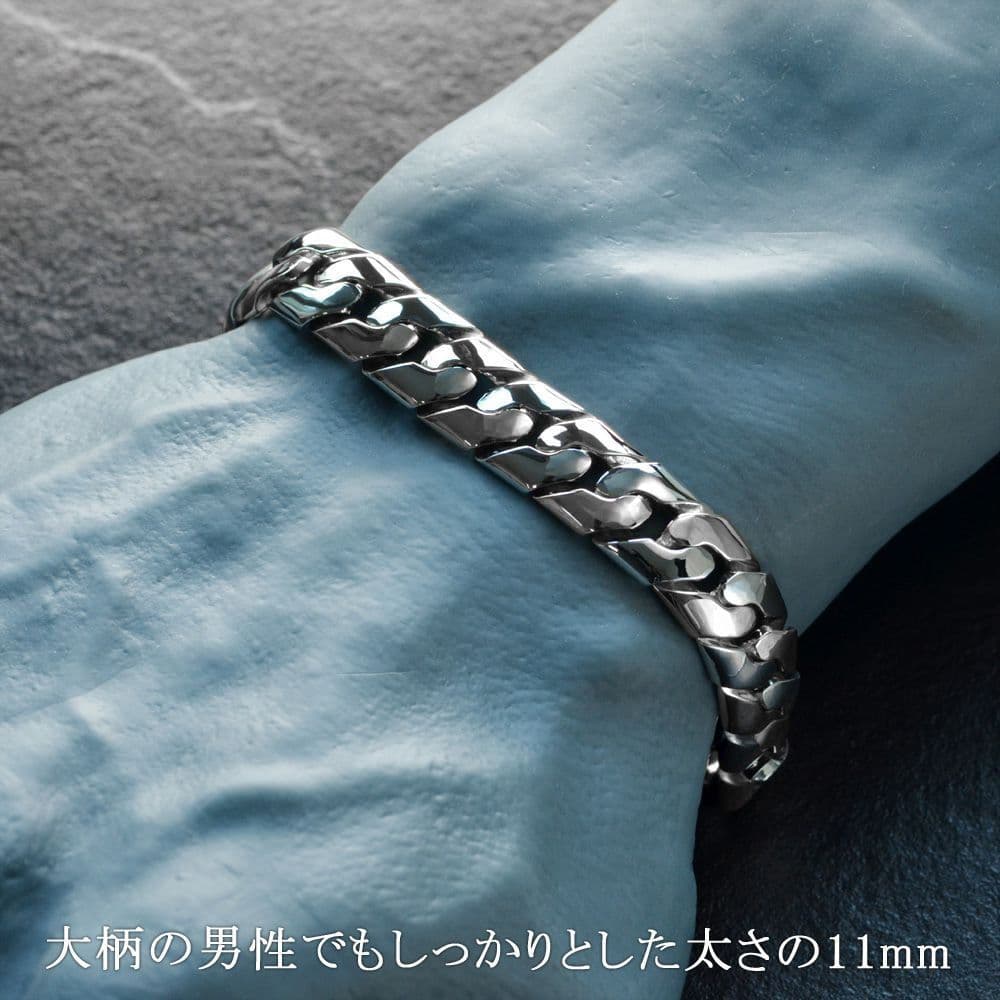 喜平ブレスレット プラチナ メンズ 喜平 ブレスレット 20cm Pt900 メンズブレスレット 日本製 刻印入り キヘイ 男性用 11mm幅 太め シンプル プレゼント ギフト 【wide】【人気アイテム】【動画あり】 thumbnail 3