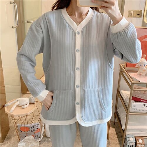 マタニティパジャマ 長袖 マタニティ ルーム 上下セット かわいい 入院着 秋 冬 可愛い マタニティウエア 妊婦服 出産 産後 産院 妊婦 レディース プレゼント 授乳口 大きいサイズ おしゃれ 授乳服 前開き 厚手 送料無料 thumbnail 2