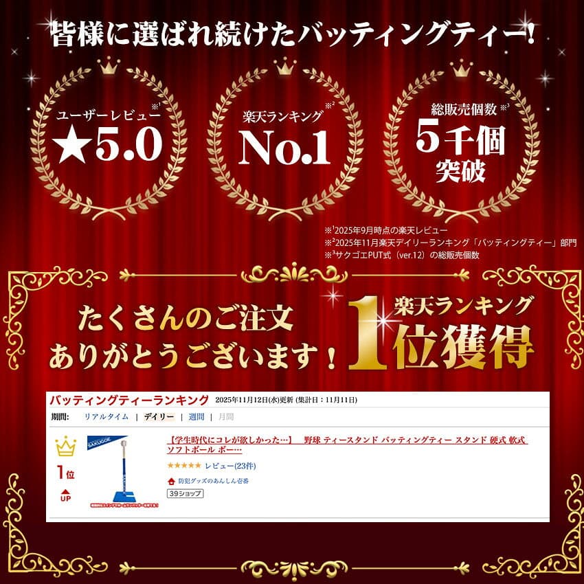 【学生時代にコレが欲しかった…】　野球 ティースタンド バッティングティー スタンド 硬式 軟式 ソフトボール ボール 打撃練習 トレーニング 室内 置きティー ホームランバッターを育てるティーバッティング 『サクゴエ PUT式』 ※代引き不可 thumbnail 2