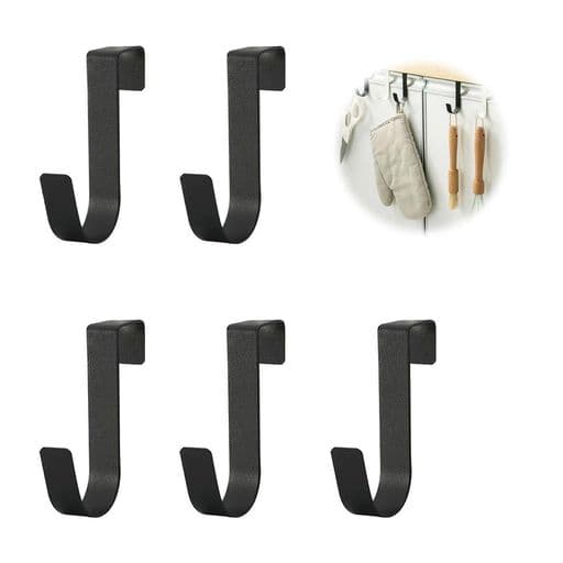 S字フックゴミ袋ハンガードアフック扉ハンガー引っ掛けゴミ袋かけ戸棚のドアーステンレス製ドア掛け洗面所/浴室/キッチン/玄関/滑り止めーフック壁掛け【5個セッ黒】