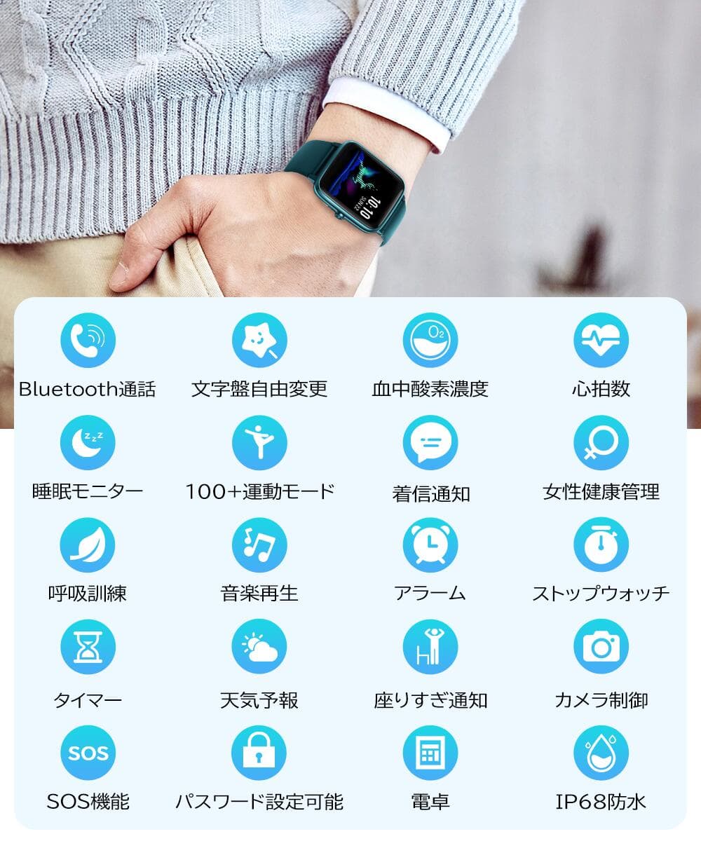 【楽天1位】【全国送料無料】スマートウォッチ レディース 通話機能搭載 腕時計 Smart Watch 1.85インチHD画面 メンズ 100+運動モード 着信通知 カスタム文字盤 長持ちバッテリー 睡眠検測 血中酸素 生理周期 音楽が流れる プレゼント 2026新入荷 thumbnail 3