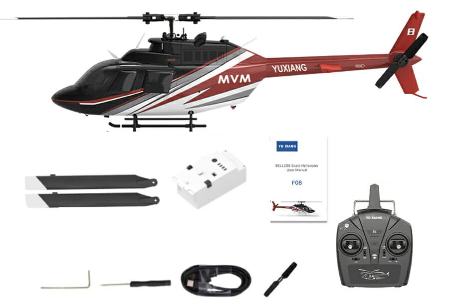 【TIMESALE】YuXiang F08 BELL 206 ビジョンポジショニングヘリコプターRTF（モード1・2変換対応）オリジナル日本語マニュアル付【外箱潰れあり】