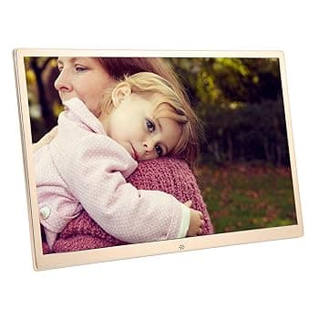 【中古】デジタルフォトフレーム 17インチ ゴールデン超薄型デジタルフォトフレーム 1440x900 HD ディスプレイ電子フォトフレーム リモコン付き 100?240