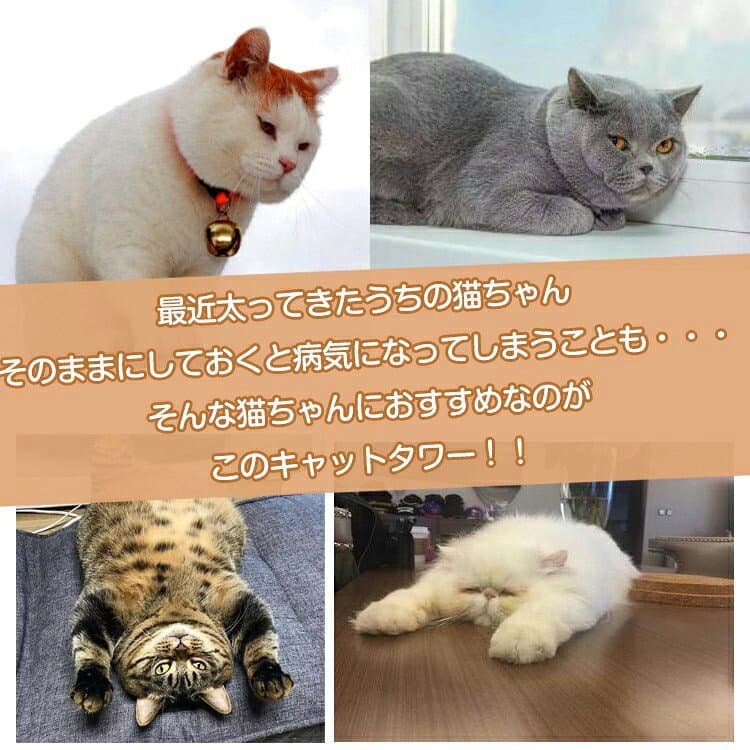*10%OFFクーポン⇒4,067円～*【送料無料】キャットタワー キャット コンパクト スリム 猫 おもちゃ ペット用品 家族 据え置き型 大型 爪とぎ 麻紐 省スペース 角置き ハウス 運動不足 ストレス解消 ハンモック 階段 隠れ家 おしゃれ 猫用品 クリスマス プレゼント thumbnail 2