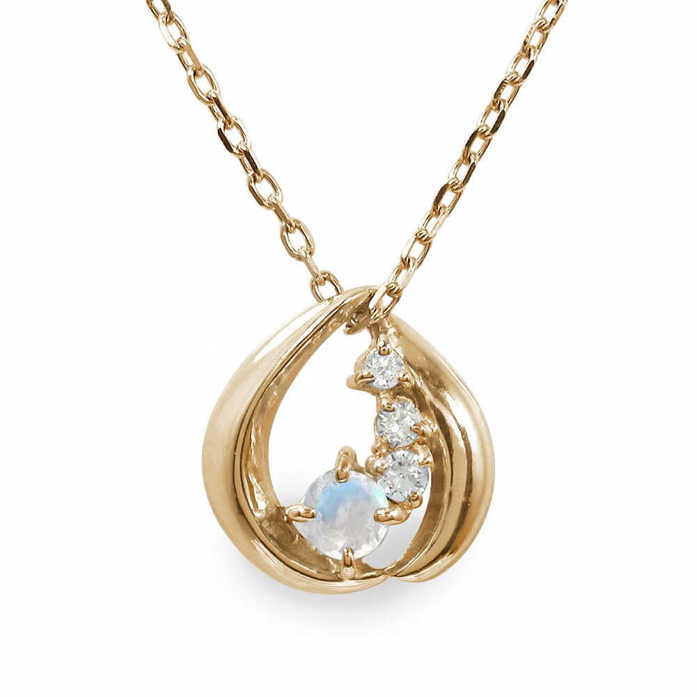 ネックレス 6月 誕生石 ブルームーンストーン ダイヤモンド カラーストーン 10金 プチペンダント送料無料 バレンタインデー 花以外 彼女 妻 贈り物 2026