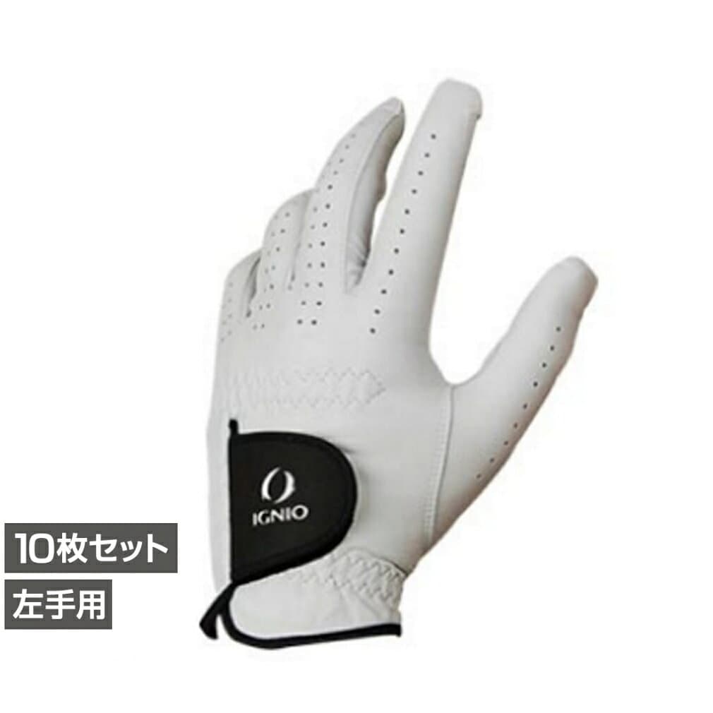 最大10％OFFクーポン 【10/4〜10/10】 10枚セット イグニオ ゴルフグローブ メンズ 左手 天然羊革 IG-1G1026GG まとめ買い IGNIO thumbnail 2