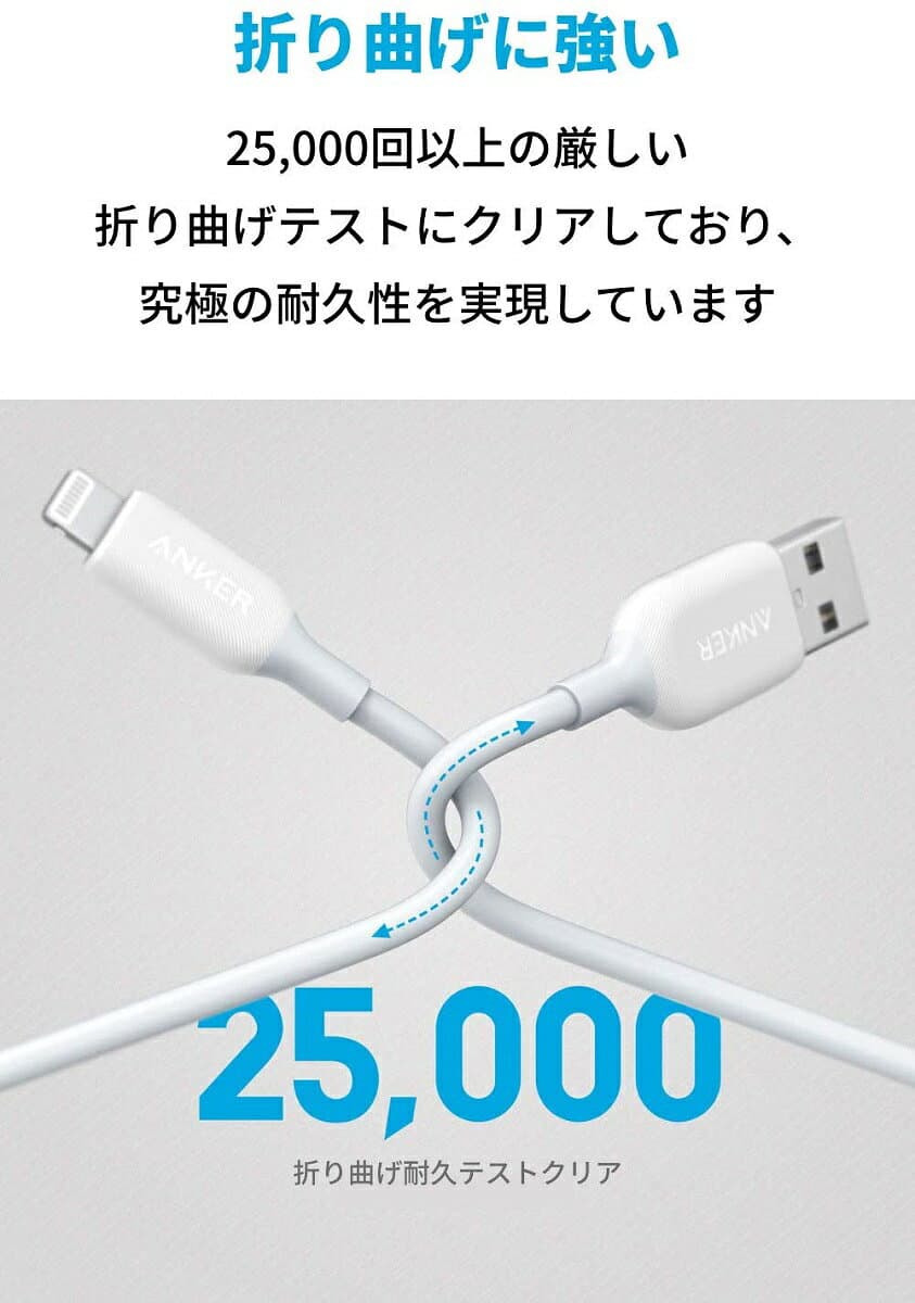 【期間限定セール実施中 10/9まで】Anker PowerLine III ライトニングケーブル MFi認証 iPhone充電 超高耐久 iPhone 13 / 13 Pro / 12 / SE(第2世代) iPad各種対応 (0.9m ホワイト・ブラック) thumbnail 2