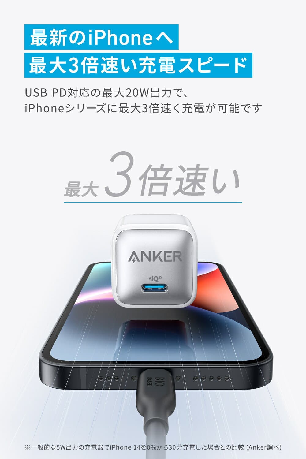 【期間限定セール実施中 10/9まで】Anker Nano Charger (20W) PD 20W USB-C 急速充電器【PSE技術基準適合/PowerIQ 3.0 (Gen2)搭載】iPhone Android その他各種機器対応 thumbnail 3