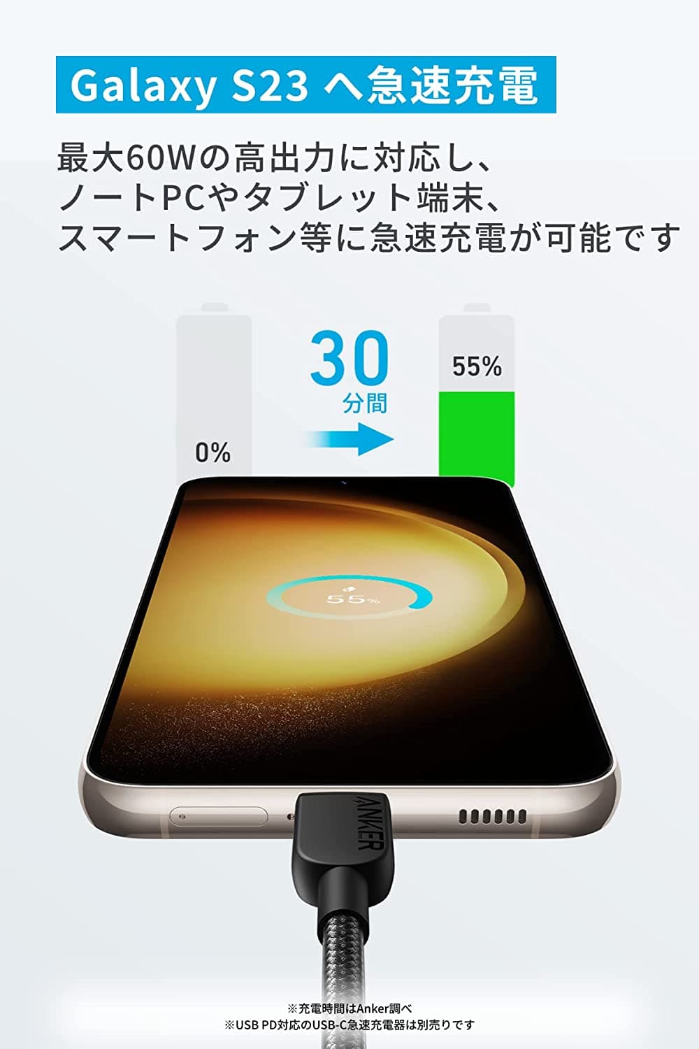 【期間限定セール実施中 10/9まで】【2本セット】Anker 310 高耐久ナイロン USB-C & USB-Cケーブル 60W USB PD対応 MacBook Pro iPad Pro iPad Air 4 Galaxy S23 Pixel LG 他対応 (0.9m ブラック) thumbnail 2