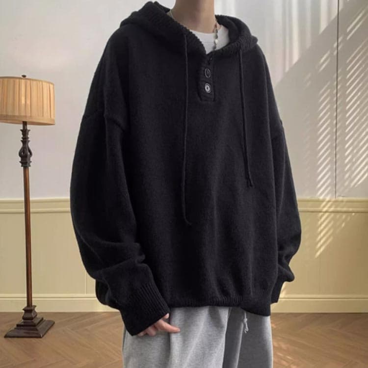 フード付き パーカー メンズ プルオーバー ニットパーカー セーター ニットトップス 無地 秋服 おしゃれ スウェット トレーナー 大きいサイズ トップス ゆったり カジュアル 暖かい 防寒 thumbnail 2
