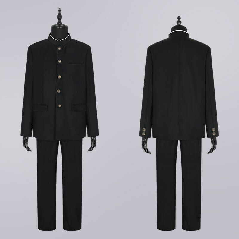 学生服 上下セット 超黒ハイグレード 洗濯機丸洗い 上着 ズボン 形態安定 スリム体 全国標準型 男子 冬 制服 黒 メンズ 詰襟 ラウンド襟 学ラン 送料無料