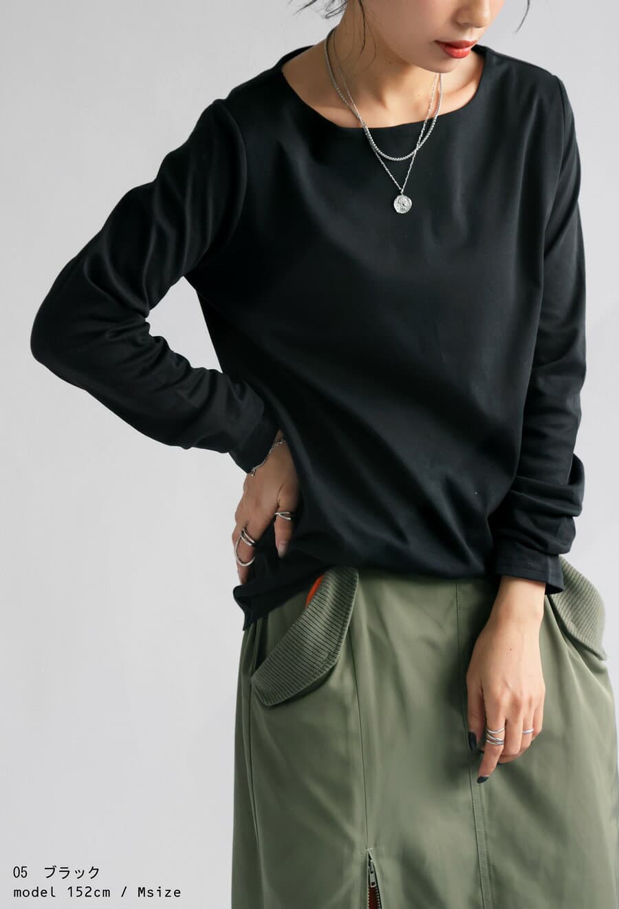 そのロンT、本当に透けない？ロンT レディース トップス 長袖 綿100 Tシャツ カットソー コットン 綿 透けない 大人カジュアル モード シンプル ゆったり 大きいサイズ 着回し きれいめ 低身長 高身長 特別送料無料 ・(100)メール便可 thumbnail 3