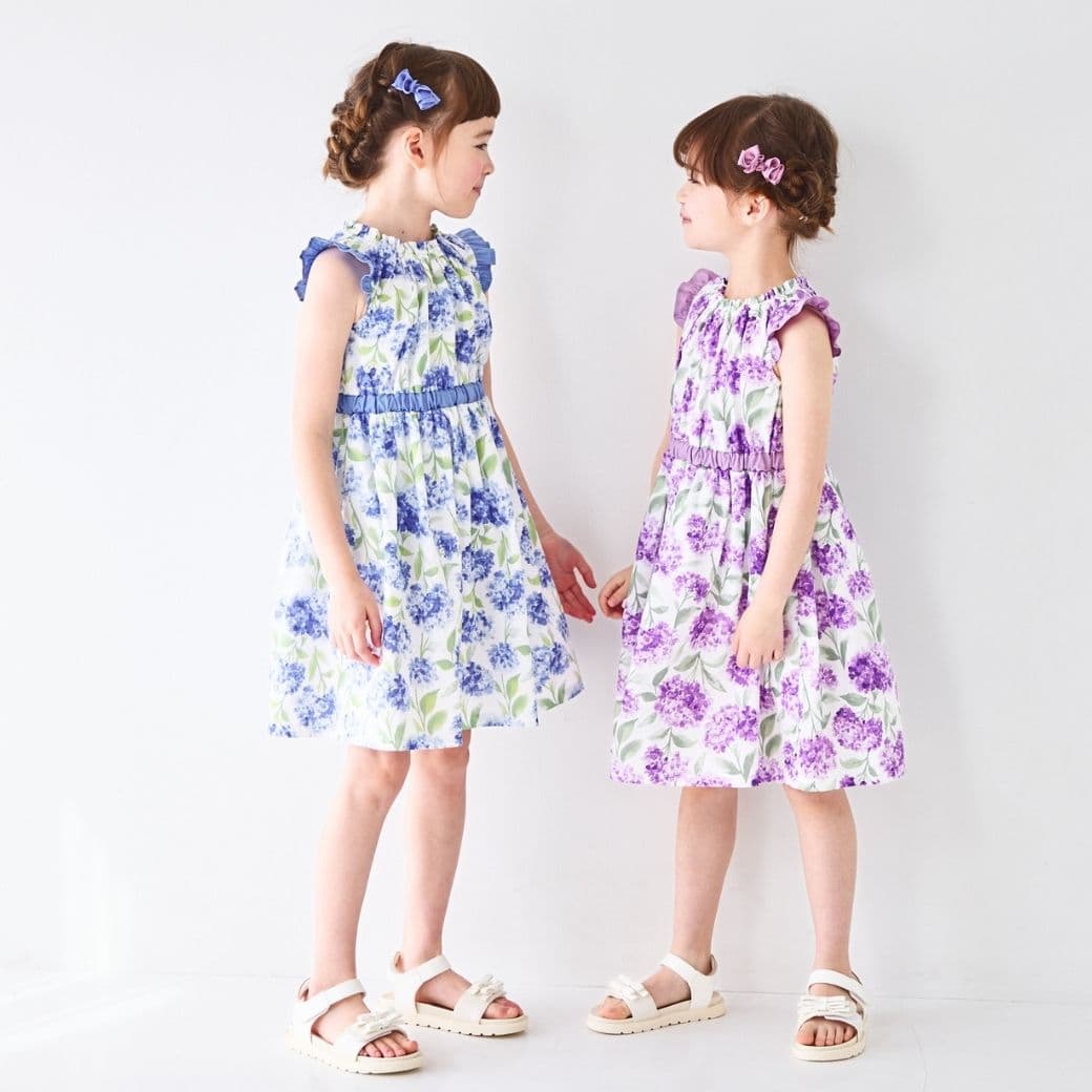 ファイナル セール 37％OFF【綿100%・26夏】コットン キッズ ワンピース 子供 子供服 女の子 ボタニカルプリント ワンピース 110 120 130 140cm (2336-7342/2436-7386) CHOPIN blue/ショパン ブルー[子ども服 半袖 プール 着替え 女の子 ] 通学 発表会 ワンピース ドレス thumbnail 3