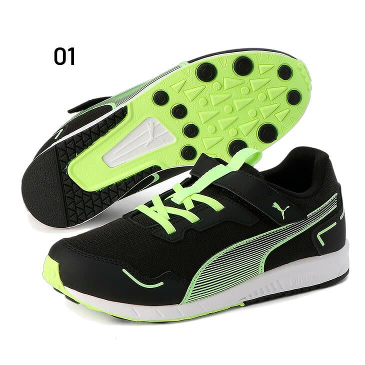 送料無料 プーマ キッズ ジュニア スニーカー PUMA スピードモンスター V4 子供靴 17-24cm スポーツ カジュアルシューズ こども 子ども 男の子 女の子 ゴム紐 ベルクロ 面ファスナー 運動靴 通学靴 体育 運動会 ブランド くつ/378908 thumbnail 2