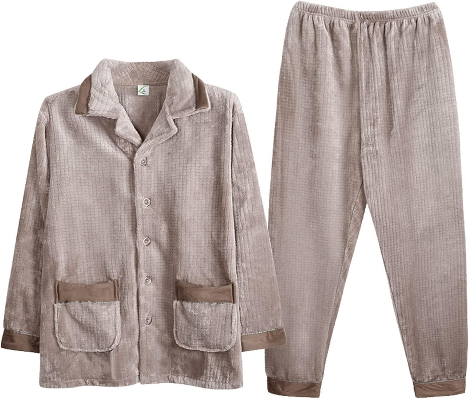 メンズ パジャマ ルームウェア フランネル 厚手 もこもこ 気持ち良い シンプル 長袖 長ズボン 上下セット カジュアル