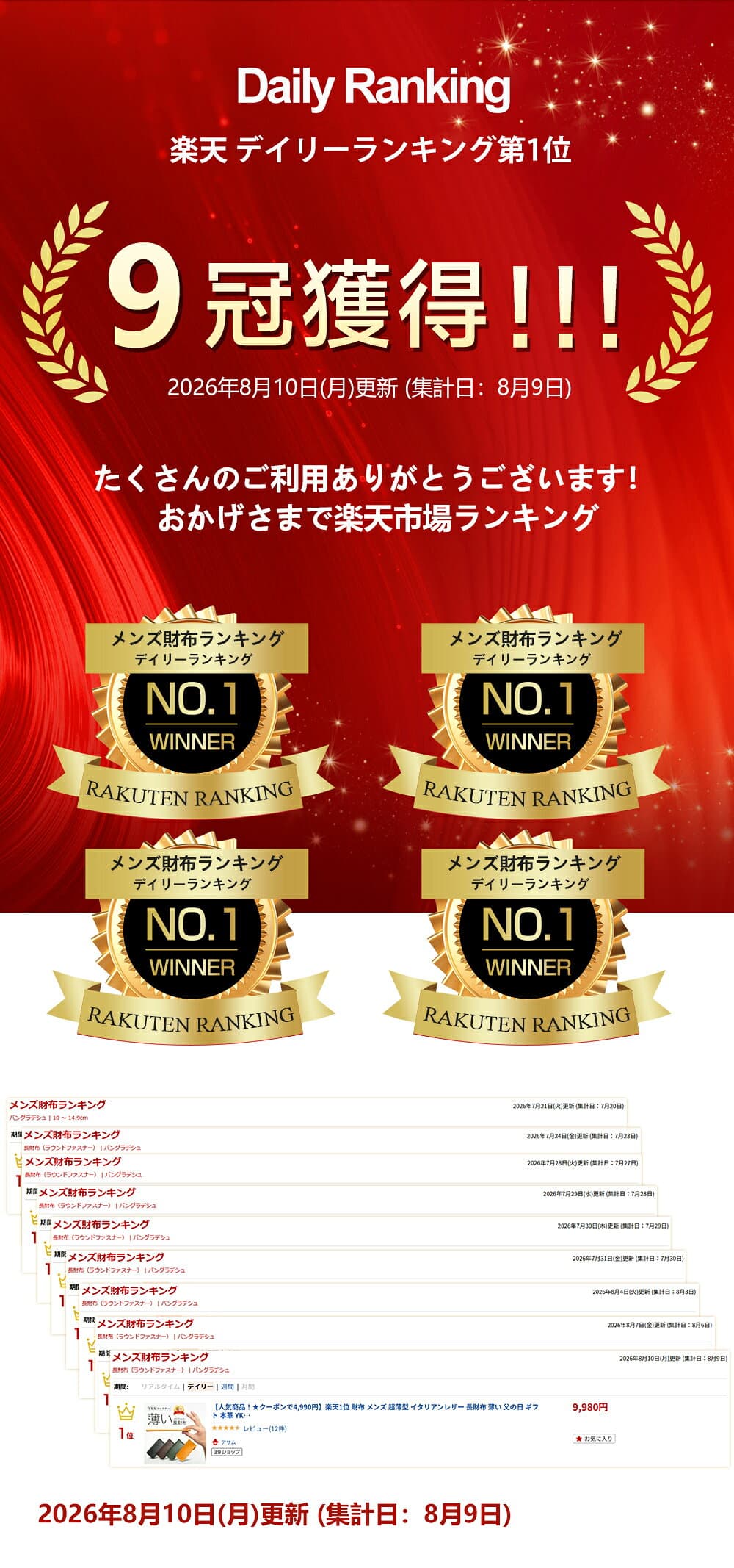 【先着30名順限定！★クーポンで4,839円】楽天1位 財布 メンズ 超薄型 イタリアンレザー 長財布 薄い 父の日 ギフト 本革 YKKファスナー スリム 牛革 小銭入れ 大容量 ウォレット レザー サイフ ハンドメイド 高級感 シンプル 男女兼用 ブランド 送料無料 thumbnail 2