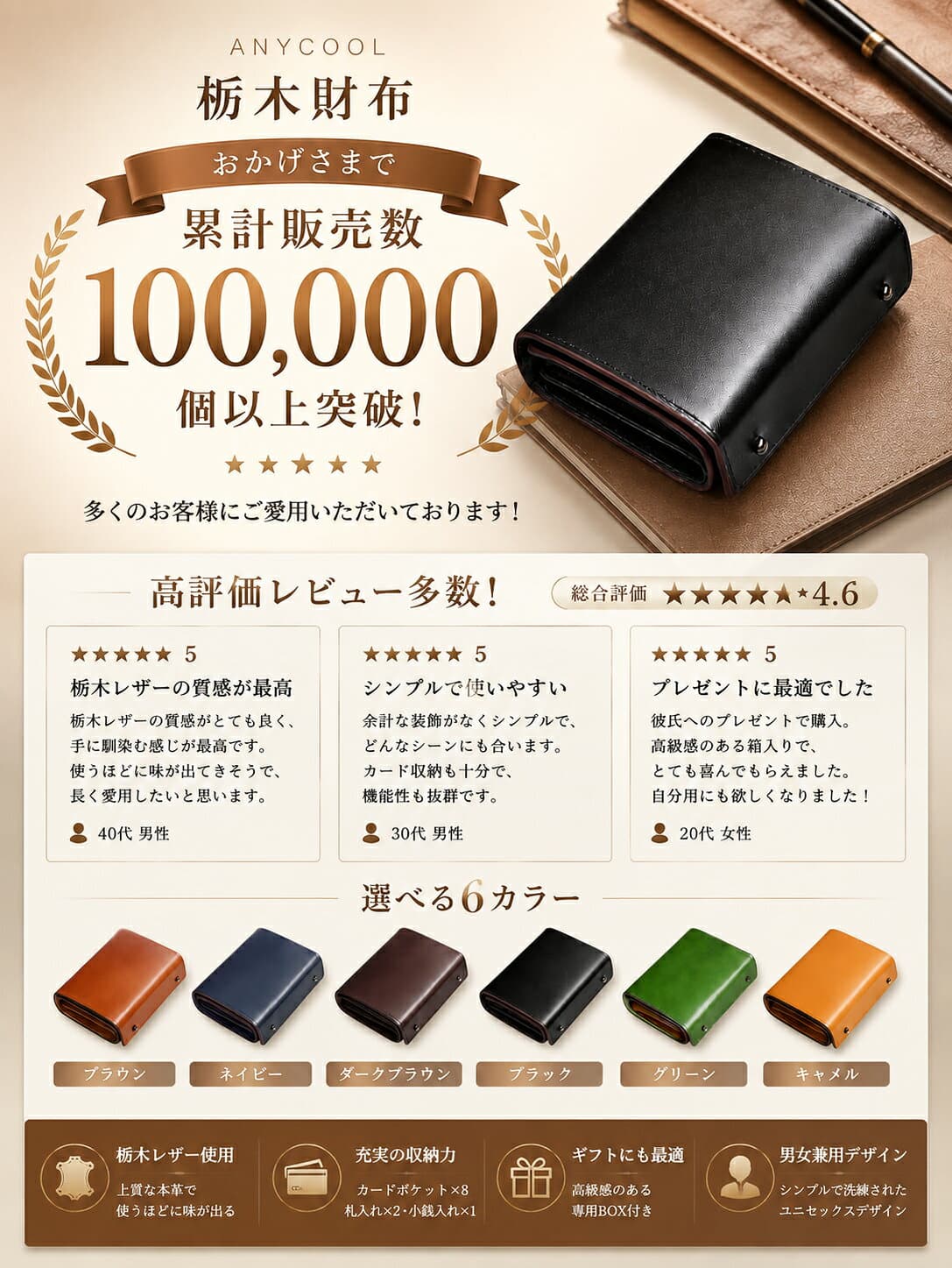 【先着50名順限定！★クーポンで4,188円】楽天1位 財布 メンズ ミニ財布 メンズ財布 二つ折り 栃木レザー 財布 本革 高級感 小さい財布 大容量 コインケース 牛革 小銭入れ レザー サイフ ハンドメイド 左利き 右利き 誕生日 紳士用 男女兼用 ギフト 送料無料 thumbnail 3
