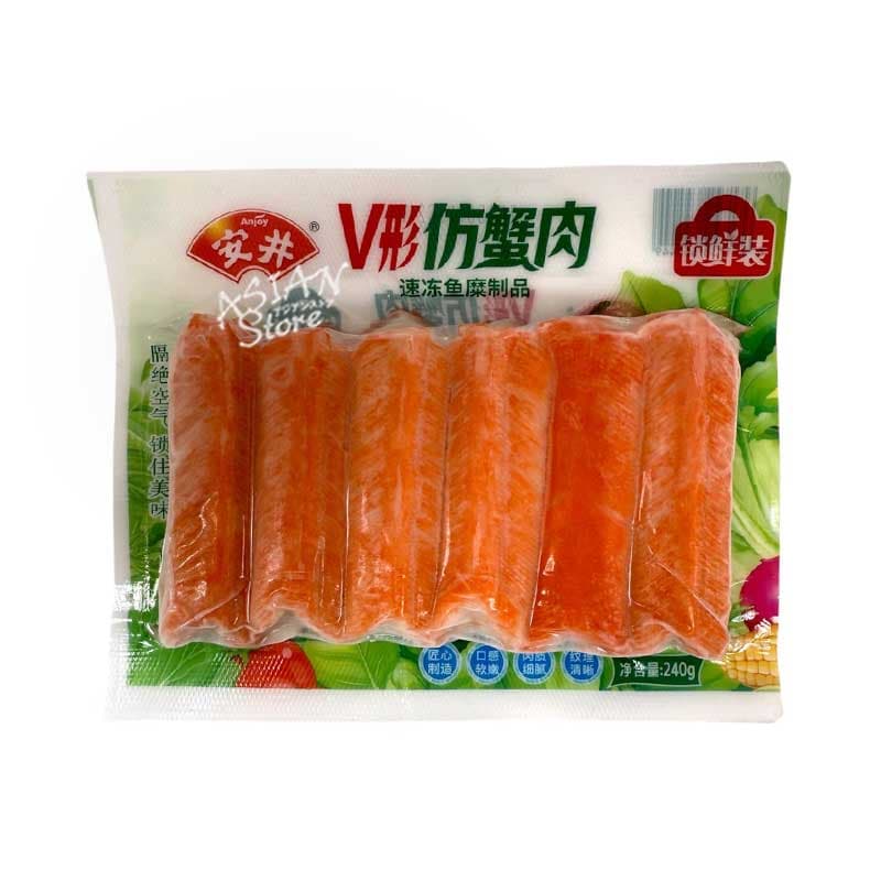 【冷凍便】Anjoy かにかま カニ風味かまぼこ／安井 V形方蟹肉 240g【6971738655449】