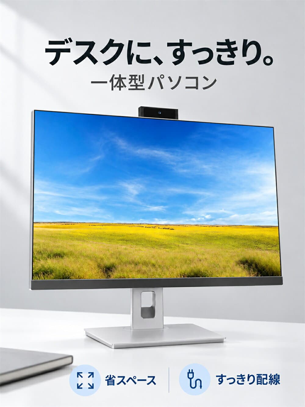 【届いてすぐ使える】一体型パソコン デスクトップパソコン 24/27インチ デスクトップpc Core i5/i7 搭載 SSD Windows11PRO Office付き フルHD IPS 液晶 パソコン 新品 WIFI搭載 Webカメラ テレワーク 在宅勤務 初期設定済み オールインワンPC thumbnail 2