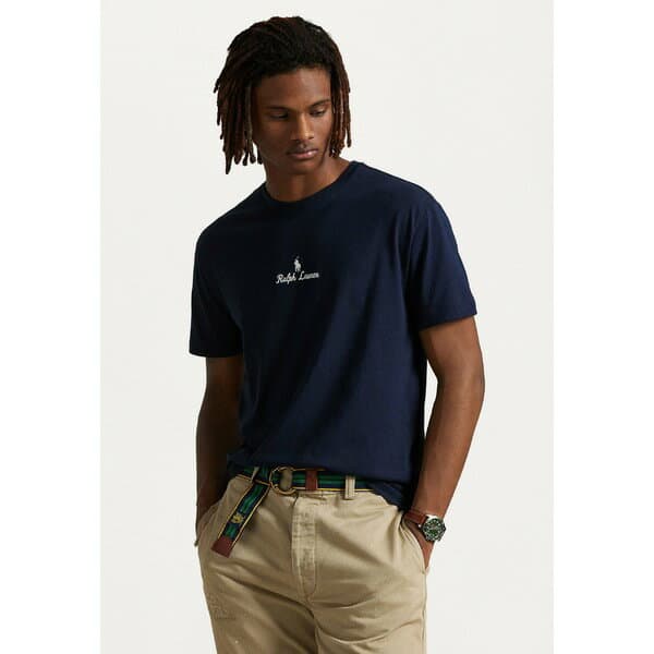 ラルフローレン メンズ サンダル シューズ CLASSIC FIT LOGO JERSEY T-SHIRT - Print T-shirt - aviator navy