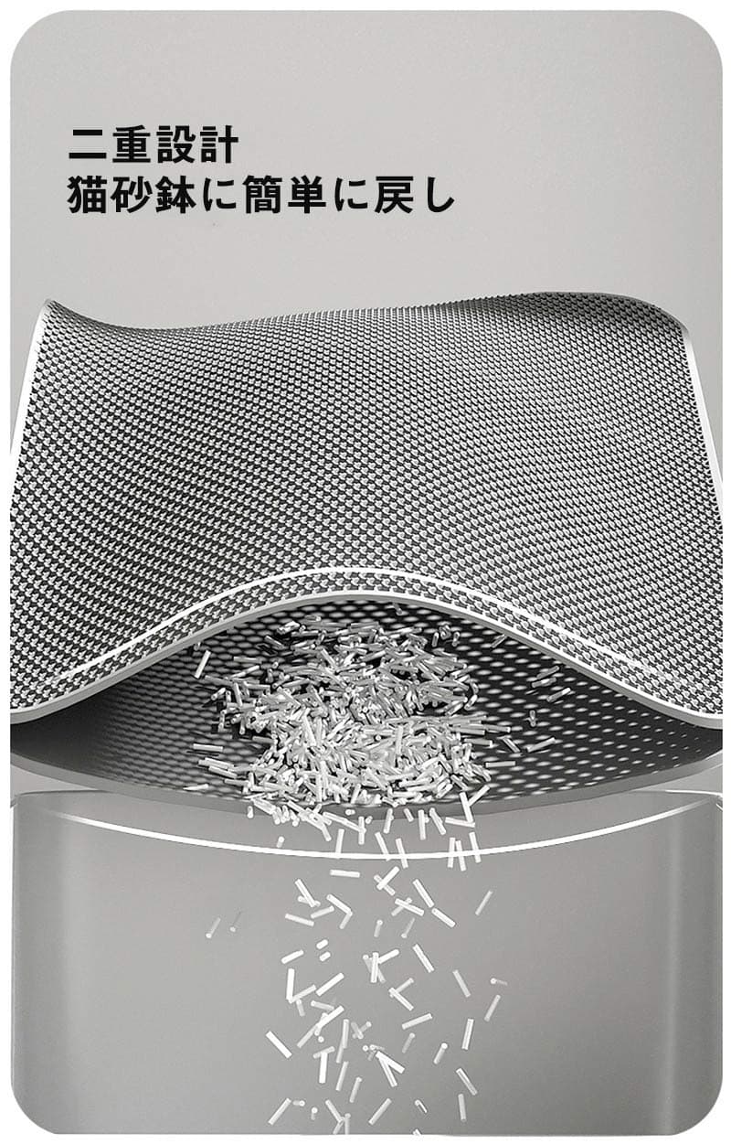 送料無料 砂取りマット 猫 トイレ用 砂取りマット 猫トイレマット グレー 猫用 猫砂キャッチャー 折り畳み 犬 猫砂マット トイレマット 猫砂飛散防止 猫砂取りマット 砂が ペット 二重構造 滑り止めマット 清潔簡単 猫のトイレ用品 飛び散り防止マット thumbnail 3