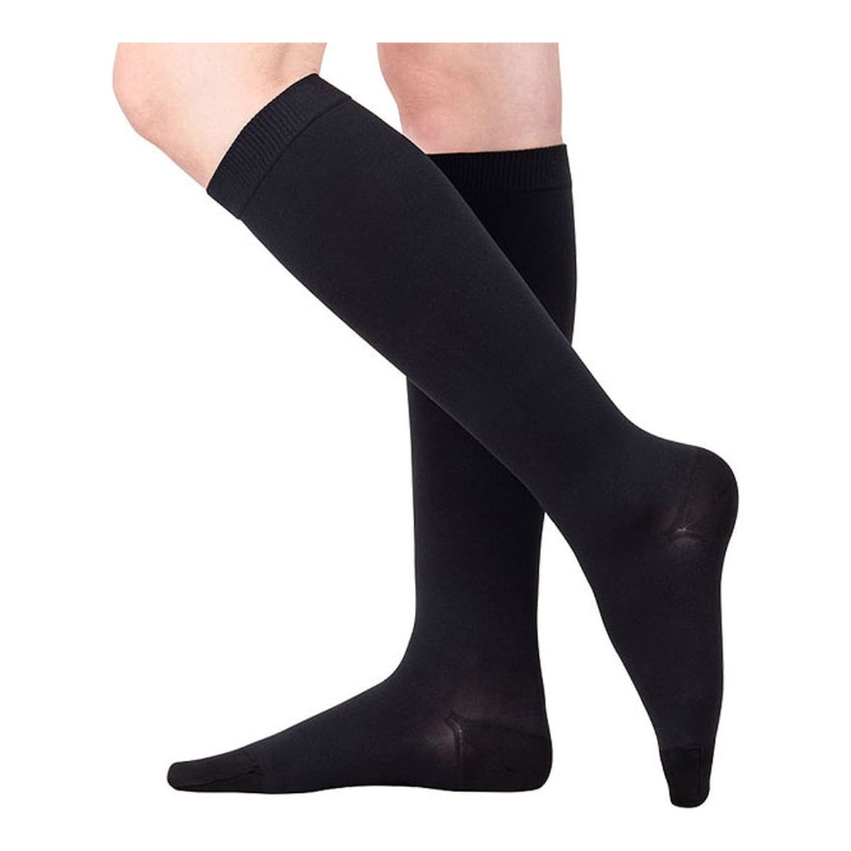 【送料込・まとめ買い×10個セット】アルケア アンシルク・1 ハイソックス つま先あり 2枚1組 S ブラック 弾性ストッキング