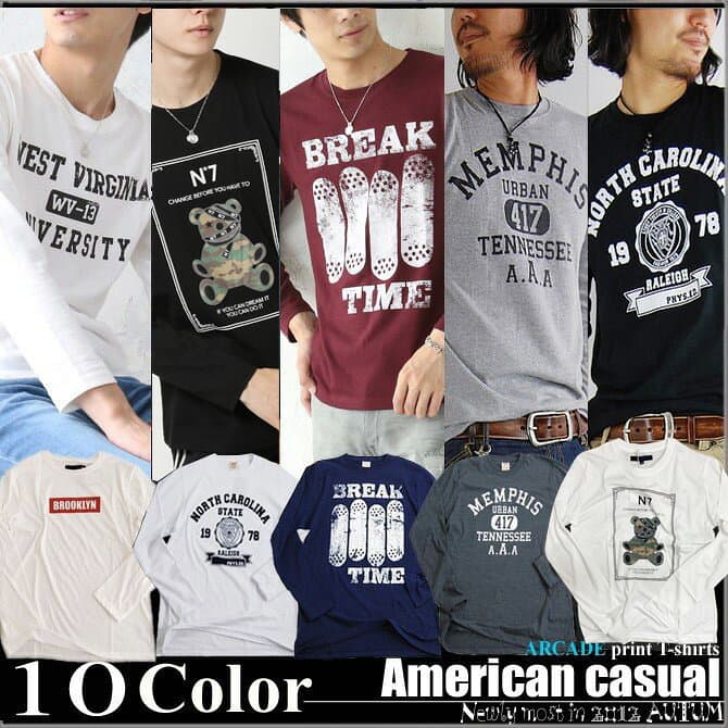 ロンT メンズ 長袖Tシャツ ロングTシャツ メンズ 長袖 アメカジ カレッジ ロゴ プリント メンズTシャツ トップス 春 カットソー サーフ 人気 メンズファッション トップス プリント インナー thumbnail 2