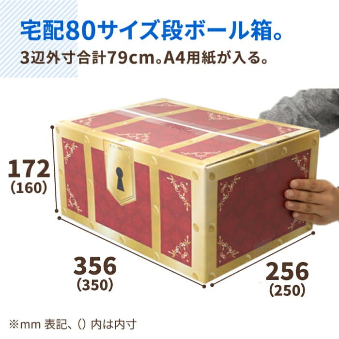 宝箱 デザイン ダンボール 80サイズ 5枚〜50枚 A4 (350×250×160) ダンボール かわいい 段ボール 80 箱 ダンボール箱 段ボール箱 梱包 梱包資材 宅配 A4サイズ 豪華 大きめ おもちゃ箱 プレゼントボックス おしゃれ プレゼント ギフトボックス 宝箱デザイン (0683) thumbnail 2