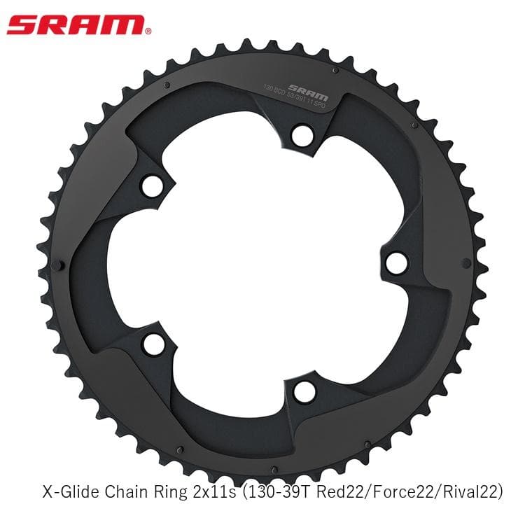 SRAM スラム X-Glide Chain Ring 2x11s (130-39T Red22/Force22/Rival22) 自転車 チェーンリング
